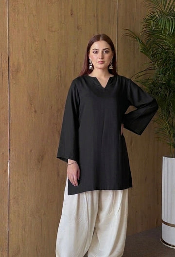 Amrah Wears Classic Black Straight Kurta & Patiala Set