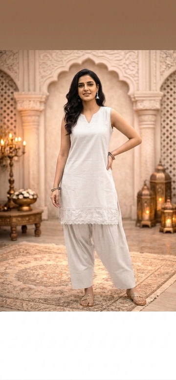 Amrah Wears Ivory Elegance Sleeveless Kurta & Patiala Set